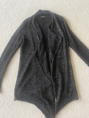 Express Black Sparkle Draped Open-Front Cardigan